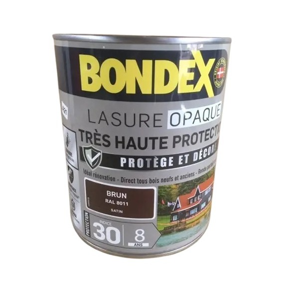 LASURE OPAQUE TRÈS HAUTE PROTECTION 8 ANS BONDEX 1L BRUN SATIN RAL 8011