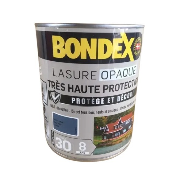 LASURE OPAQUE TRÈS HAUTE PROTECTION 8 ANS BONDEX 1L BLEU AZUR SATIN RAL 5009