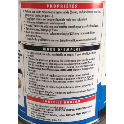 Peinture stop humidité Rubson 0,75L Blanc 3178040205062 Rubson 22,80 € 11,40 €