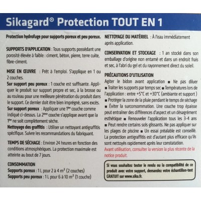 Protection Hydrofuge TOUT en 1 incolore mat Sika 5L 7612895349282 Sika 61,00 € 29,00 €