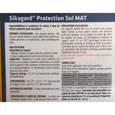Protection Sol incolore Mat Sika 5L 7612895070629 Sika 58,60 € 29,00 € Protection Sol incolore Mat Sika 5L 7612895070629 Sika 58,60 € 29,00 €