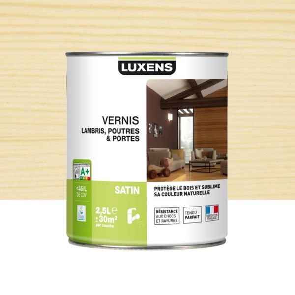 Vernis poutre et lambris satin LUXENS Incolore Satiné 2.5L