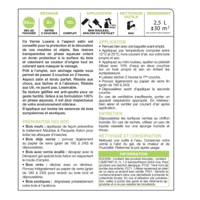 Vernis poutre et lambris satin LUXENS Incolore Satiné 2.5L 3351840456067 Luxens 44,90 € 44,90 € Vernis poutre et lambris satin LUXENS Incolore Satiné 2.5L 3351840456067 Luxens 44,90 € 44,90 €
