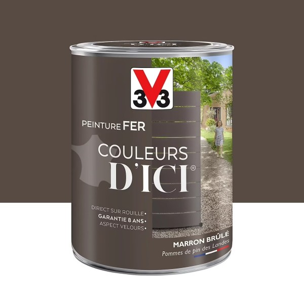 Peinture extérieure fer Couleurs d'ici marron brûlé Velours V33 1,5L