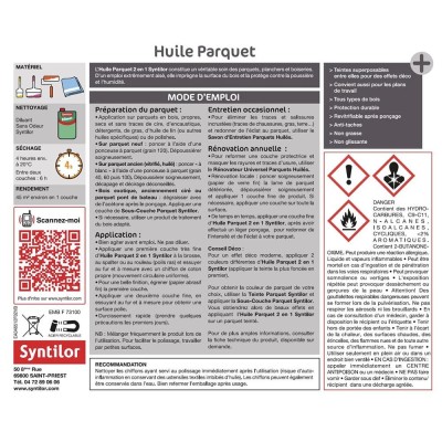 HUILE PARQUET 2en1 SYNTILOR Aspect Mat naturel Bois naturel 5L 3239915651114 Syntilor 70,00 € 30,00 €