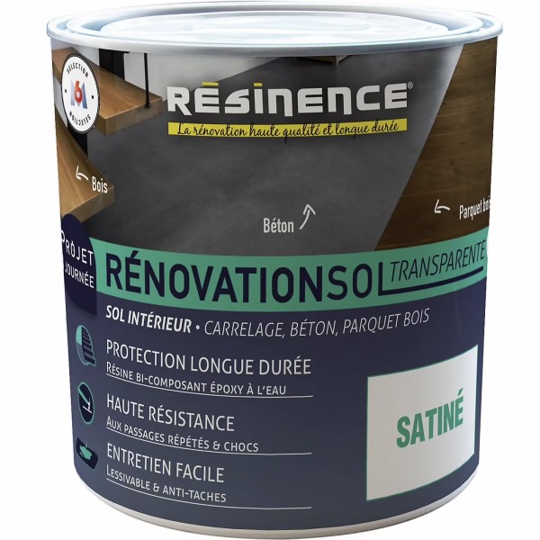 Résine de rénovation sol bi composante époxy Résinence transparent 300ml