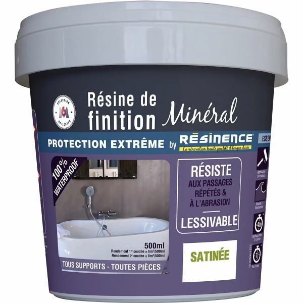 Résine de finition zone humide Résinence béton minéral satin 0,5L