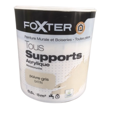 Peinture murale et boiseries toutes pièces FOXTER Satin 0,5L  Foxter 8,90 € 3,00 €