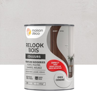Peinture Relook bois MAISON DECO gris cendré satiné 1L 3700098224957 Maison Déco 28,70 € 15,00 €
