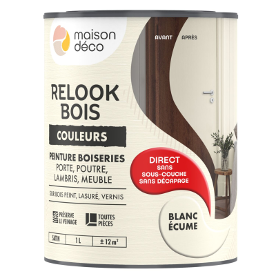 Peinture Relook bois MAISON DECO blanc écume satiné 1L 3700098224896 Maison Déco 28,70 € 15,00 €