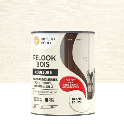 Peinture Relook bois MAISON DECO blanc écume satiné 1L 3700098224896 Maison Déco 28,70 € 15,00 €