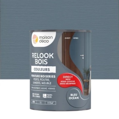 Peinture Relook bois MAISON DECO bleu océan satiné 1L 3700098225015 Maison Déco 28,70 € 15,00 €