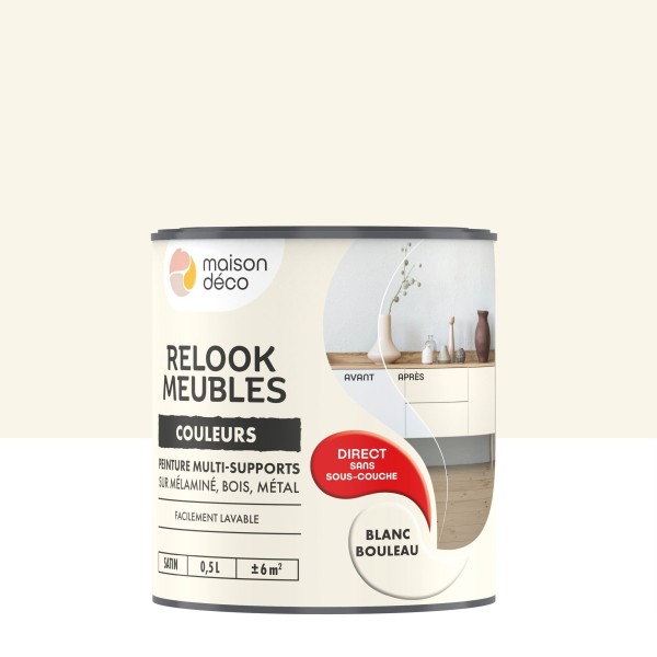 Peinture Relook bois MAISON DECO blanc bouleau satiné 0,5L