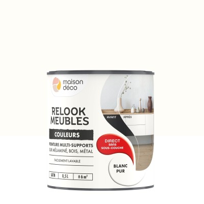 Peinture Relook bois MAISON DECO blanc pur satiné 0,5L 3700098224810 Maison Déco 25,90 € 12,20 €