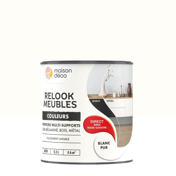 Peinture Relook bois MAISON DECO blanc pur satiné 0,5L