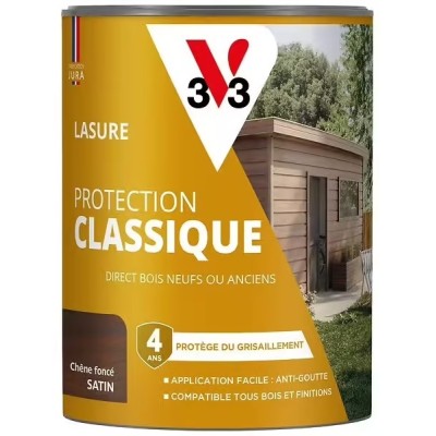 Lasure Protection Classique V33 4 ans chêne foncé satin 0,75 L 3153895225786 V33 16,90 € 10,00 €