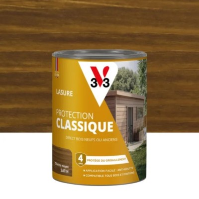 Lasure Protection Classique V33 4 ans chêne moyen satin 0,75 L 3153895225779 V33 16,90 € 10,00 €