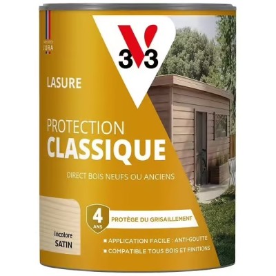 Lasure Protection Classique V33 4 ans incolore satin 0,75 L 3153895225748 V33 16,90 € 10,00 €