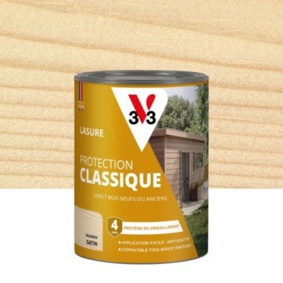 Lasure Protection Classique V33 4 ans incolore satin 0,75 L 3153895225748 V33 16,90 € 10,00 €