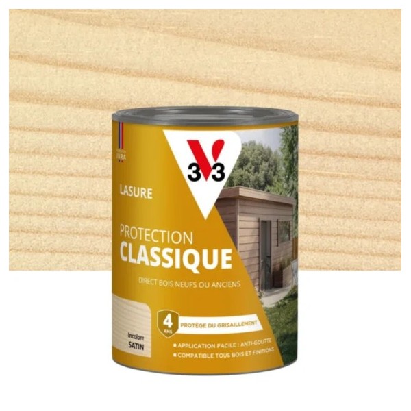 Lasure Protection Classique V33 4 ans incolore satin 0,75 L