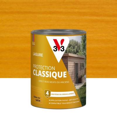 Lasure Protection Classique V33 4 ans chêne clair satin 0,75 L 3153895225755 V33 16,90 € 10,00 €