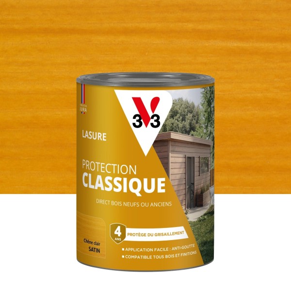 Lasure Protection Classique V33 4 ans chêne clair satin 0,75 L