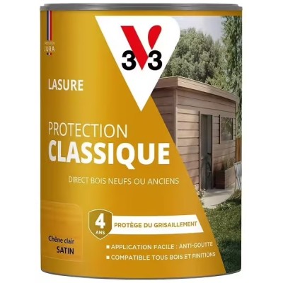Lasure Protection Classique V33 4 ans chêne clair satin 0,75 L 3153895225755 V33 16,90 € 10,00 €
