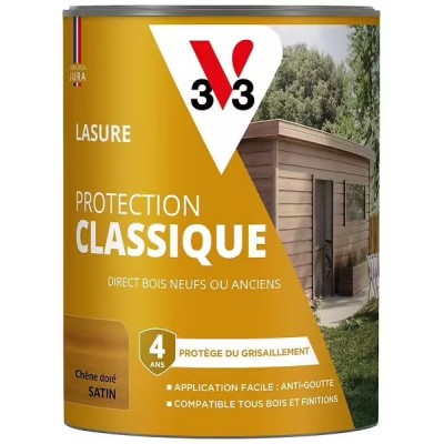 Lasure Protection Classique V33 4 ans chêne doré satin 0,75 L 3153895225762 V33 16,90 € 10,00 €