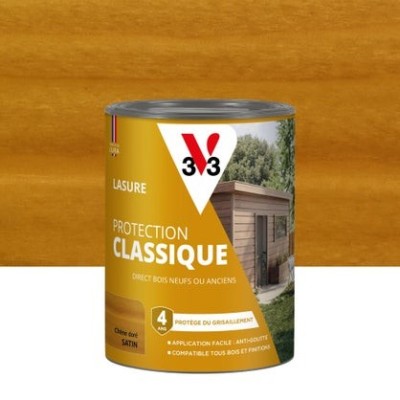 Lasure Protection Classique V33 4 ans chêne doré satin 0,75 L 3153895225762 V33 16,90 € 10,00 €