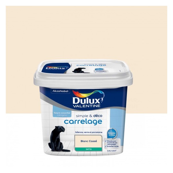 Peinture simple et deco carrelage  DULUX VALENTINE Blanc Casse Satin 0,5L