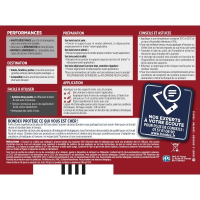 Lasure Bondex Tres Haute Protection 8 Ans Chêne clair Satiné 1L 3261544319301 Bondex 36,90 € 18,45 €