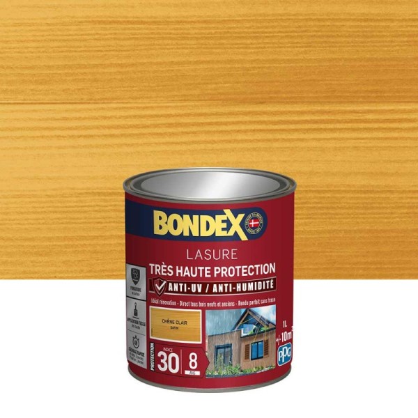 Lasure Bondex Tres Haute Protection 8 Ans Chêne clair Satiné 1L