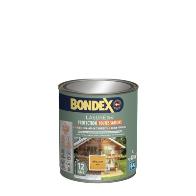 Lasure BONDEX 12 ans chêne clair satiné 1L 3174264783126 Bondex 36,90 € 18,45 €