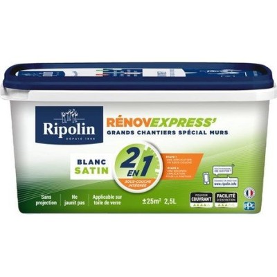 Peinture Mur Plafond Et Boiserie Ripolin Renov Express Blanc Satiné, 2.5 L 3174269072621 Ripolin 49,96 € 20,00 €