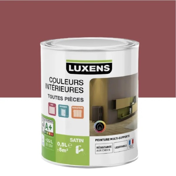 Luxens Satin peinture couleurs intérieures toutes pièces ROSE BLUSH N°1 0.5L