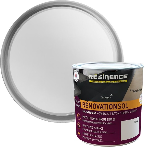 Résine de rénovation sol bi composante époxy Résinence  blanc 300ml