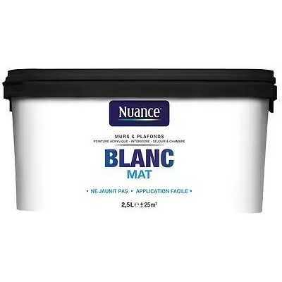 Peinture Murs et plafonds NUANCE Blanc Mat 2.5L 3505391098553  9,90 € 9,90 €