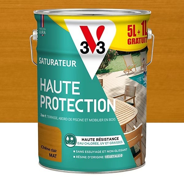 Saturateur bois extérieur Haute Protection V33 Chêne clair 6L