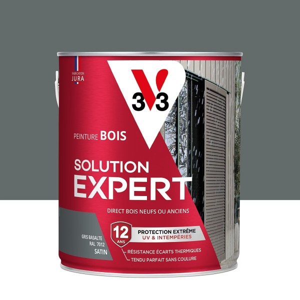 Peinture bois extérieur gris basalte satin V33 Solution Expert 2.5L