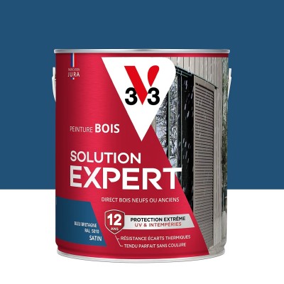 Peinture bois extérieur bleu bretagne satin V33 Solution Expert 2.5L 3153895194679 V33 67,90 € 33,95 €