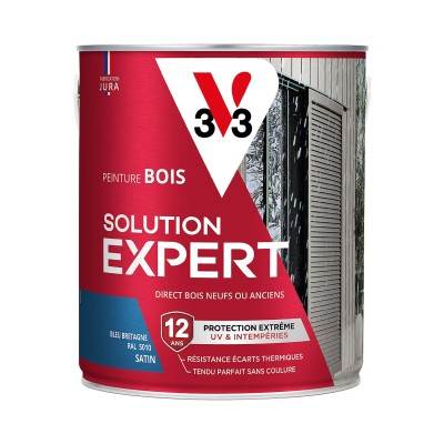Peinture bois extérieur bleu bretagne satin V33 Solution Expert 2.5L 3153895194679 V33 67,90 € 33,95 €
