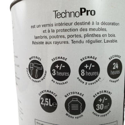 Vernis Lambris Poutres Portes TechnoPro 2.5L Chêne moyen ciré 3351841007831 Technopro 39,90 € 19,00 €
