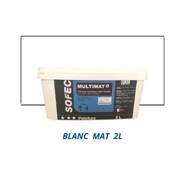Peinture acrylique mate Intérieur / Extérieur MULTIMAT+ SOFEC blanc 2L