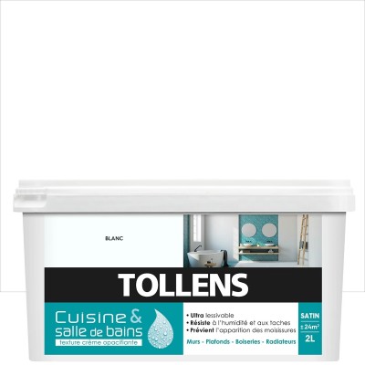 Peinture Tollens Cuisine & Bains 2L satinée blanc 3463975371631 Tollens 59,90 € 29,90 €