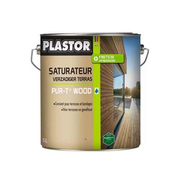 Saturateur Bois PUR-T WOOD Bardages et Terrasses PLASTOR incolore mat 5L