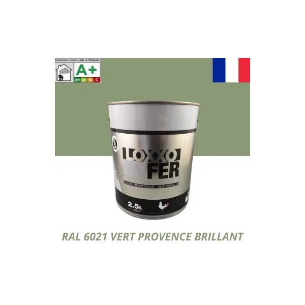 Peinture antirouille special fer 2,5L Brillant Ral 6021 Vert Provence