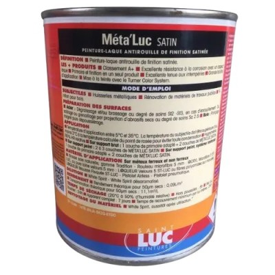 Peinture-laque antirouille finition satinée Méta'Luc 0,75 L 3700180457980 Saint Luc 19,90 € 19,90 € Peinture-laque antirouille finition satinée Méta'Luc 0,75 L 3700180457980 Saint Luc 19,90 € 19,90 €