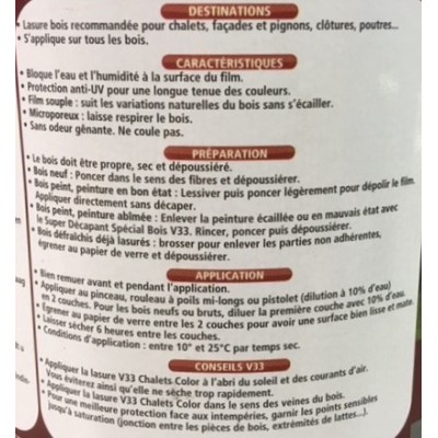 Lasure bois Chalets Color V33 0,75L  V33 5,00 € 5,00 €