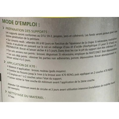 Peinture de renovation des sols exterieurs K70 RENO KIRIOL 3341302292050 Kiriol 9,90 € 9,90 € Peinture de renovation des sols exterieurs K70 RENO KIRIOL 3341302292050 Kiriol 9,90 € 9,90 €