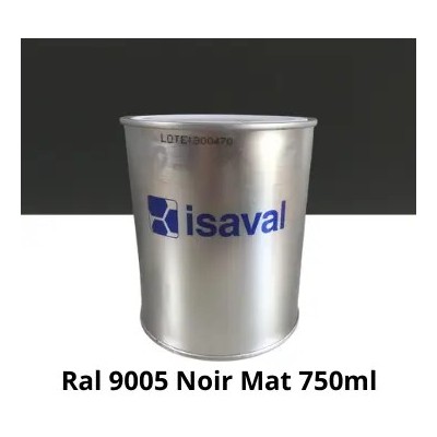 Peinture laque industrielle de finition mate ISAVAL Noir Mat Ral 9005 750ml